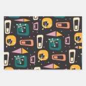 Retro Mid Century Mod Atomic Space Age Black Inpakpapier Vel (Voorkant 2)