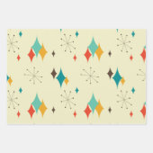 Retro Mid Century Mod Atomic Space Age Blauwgroen  Inpakpapier Vel (Voorkant 3)