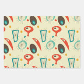 Retro Mid Century Mod Atomic Space Age Blauwgroen  Inpakpapier Vel (Voorkant 2)
