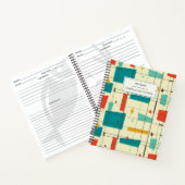 Retro Mid Century Mod Atomic Space Age Blauwgroen  Notitieboek (Binnen)