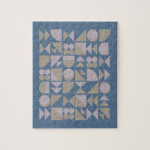 Retro Mid Century Mod Geometric Shapes Blue Legpuzzel (Verticaal)