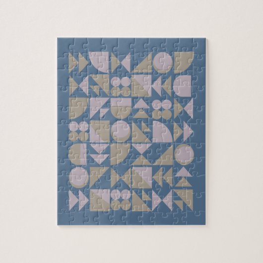 Retro Mid Century Mod Geometric Shapes Blue Legpuzzel (Verticaal)