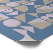 Retro Mid Century Mod Geometric Shapes Blue Poster (Hoek)
