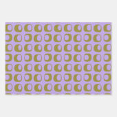 Retro Mid Century Mod Pattern Olive en Lavender Inpakpapier Vel (Voorkant 2)