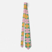 Retro Mid Century Mod Shapes Patroon | Roze groen Stropdas (Achterkant)