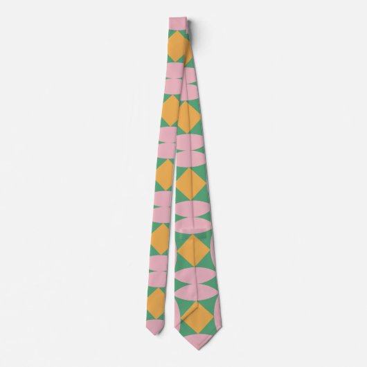 Retro Mid Century Mod Shapes Patroon | Roze groen Stropdas (Achterkant)