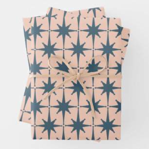 Retro Mid Century Modern 50s Starburst Patroon Inpakpapier Vel