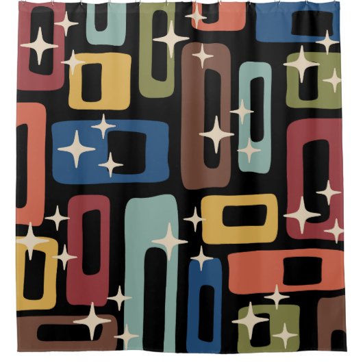 Retro Mid Century Modern Abstract Douchegordijn (Voorkant)