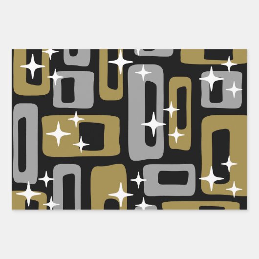 Retro Mid Century Modern Abstract Inpakpapier Vel (Voorkant 3)