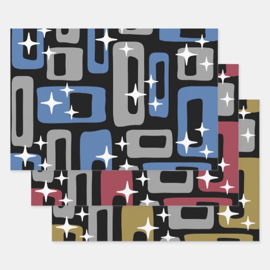 Retro Mid Century Modern Abstract Inpakpapier Vel (Set)