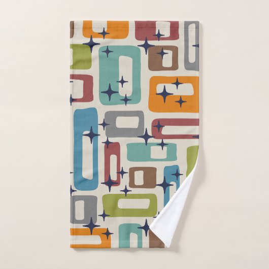 Retro Mid Century Modern Abstract patroon Bad Handdoek (Handdoek)