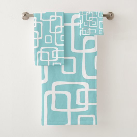 Retro Mid Century Modern Abstract patroon Bad Handdoek (Insitu)