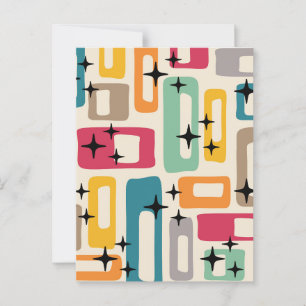 Retro Mid Century Modern Abstract patroon Briefkaart