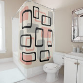 Retro Mid Century Modern Abstract patroon Douchegordijn (In situ)