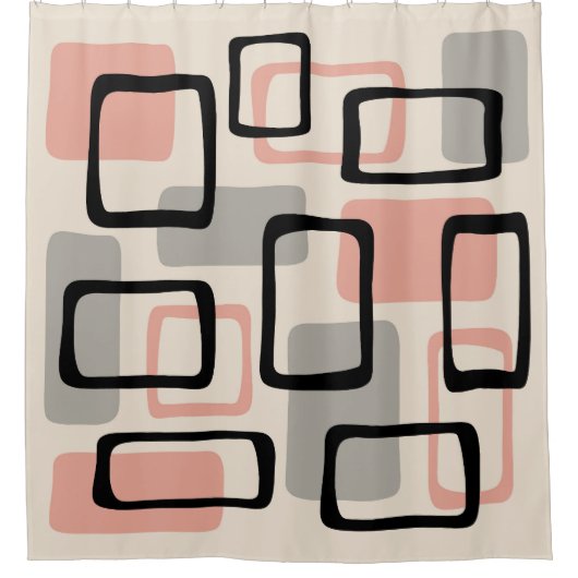 Retro Mid Century Modern Abstract patroon Douchegordijn (Voorkant)