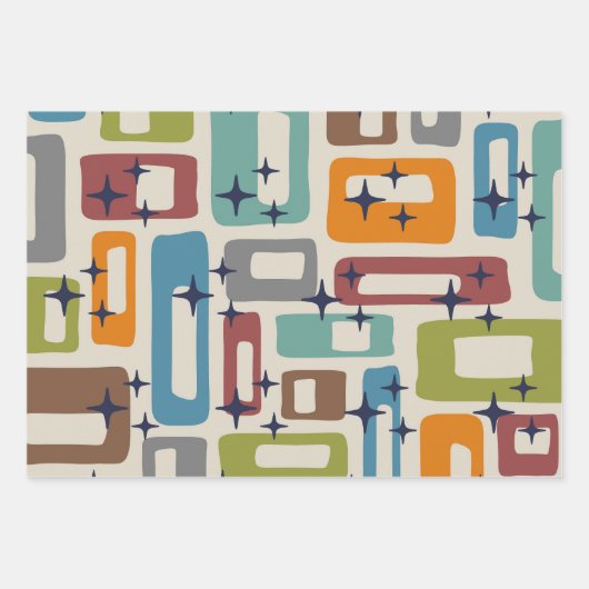 Retro Mid Century Modern Abstract patroon Inpakpapier Vel (Voorkant 2)