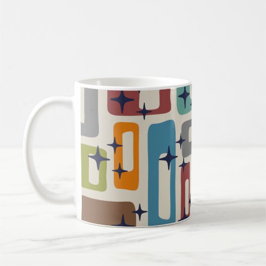 Retro Mid Century Modern Abstract patroon Koffiemok (Links)