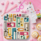 Retro Mid Century Modern Abstract patroon Papieren Bordje (Feest)