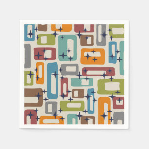 Retro Mid Century Modern Abstract patroon Servet