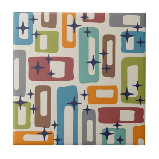 Retro Mid Century Modern Abstract patroon Tegeltje (Voorkant)