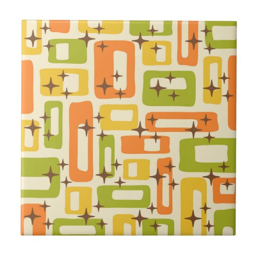Retro Mid Century Modern Abstract patroon Tegeltje (Voorkant)
