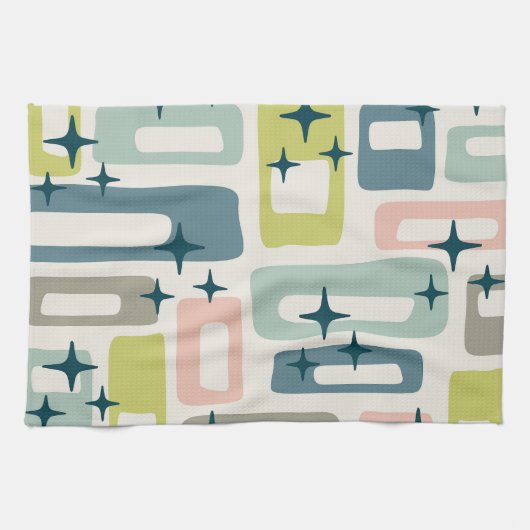 Retro Mid Century Modern Abstract patroon Theedoek (Horizontaal)