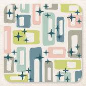 Retro Mid Century Modern Abstract patroon Vierkante Kartonnen Onderzetter (Voorkant)