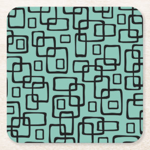 Retro Mid Century Modern Abstract patroon Vierkante Kartonnen Onderzetter