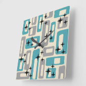 Retro Mid Century Modern Abstract patroon Vierkante Klok (Hoek)