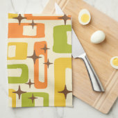 Retro Mid Century Modern Abstract Pattern Theedoek (Quarter Fold)