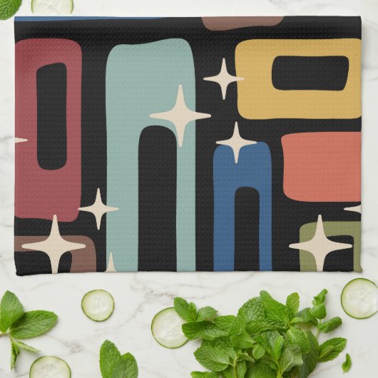 Retro Mid Century Modern Abstract Theedoek (Gevouwen)