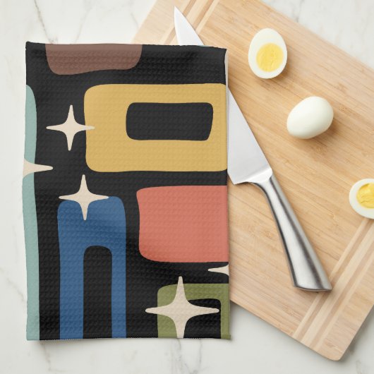 Retro Mid Century Modern Abstract Theedoek (Quarter Fold)