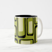 Retro Mid Century Modern Abstract Tweekleurige Koffiemok (Voorkant rechts)