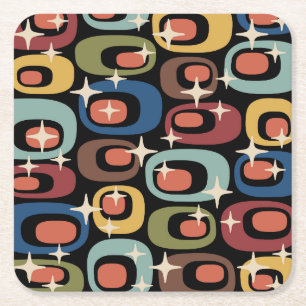 Retro Mid Century Modern Abstract Vierkante Kartonnen Onderzetter