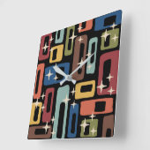 Retro Mid Century Modern Abstract Vierkante Klok (Hoek)