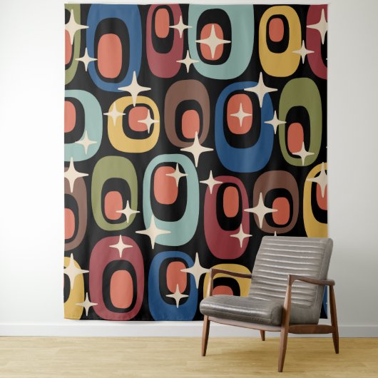 Retro Mid Century Modern Abstract Wandkleed (In situ)