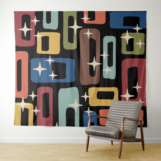 Retro Mid Century Modern Abstract Wandkleed (In Situ (horizontaal))
