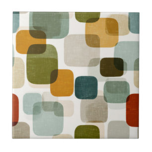 Retro Mid-Century Modern afgeronde vierkanten patr Tegeltje