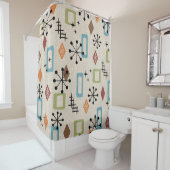 Retro Mid Century Modern Atomic Abstract Pattern Douchegordijn (In situ)