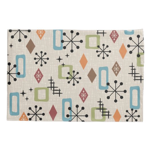 Retro Mid Century Modern Atomic Abstract Pattern Kussensloop (Achterkant-Links)