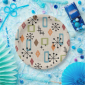Retro Mid Century Modern Atomic Abstract Pattern Papieren Bordje (Feest)