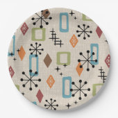 Retro Mid Century Modern Atomic Abstract Pattern Papieren Bordje (Voorkant)