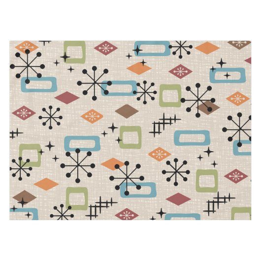 Retro Mid Century Modern Atomic Abstract Pattern Tafelkleed (Voorkant (Horizontaal))
