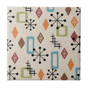 Retro Mid Century Modern Atomic Abstract Pattern Tegeltje