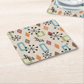 Retro Mid Century Modern Atomic Abstract Pattern Vierkante Kartonnen Onderzetter (Schuin)