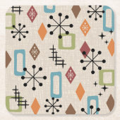 Retro Mid Century Modern Atomic Abstract Pattern Vierkante Kartonnen Onderzetter (Voorkant)