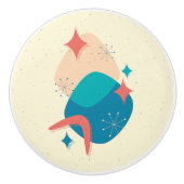 Retro Mid Century Modern Atomic Age Abstract Keramische Knop (Voorkant)