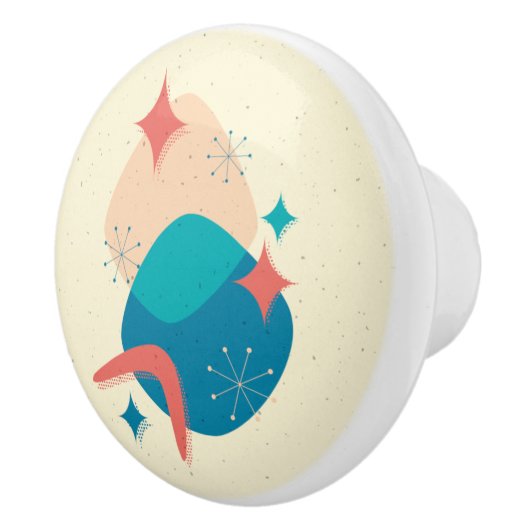 Retro Mid Century Modern Atomic Age Abstract Keramische Knop (Rechts)