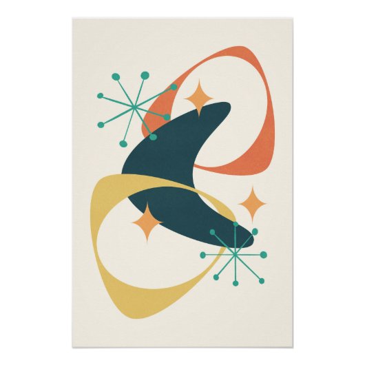 Retro Mid Century Modern Atomic Age Abstract Perfect Poster (Voorkant)