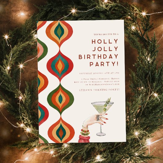 Retro Mid-Century Modern | Christmas Birthday Kaart